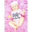 Halloween Light Pink White Dots Baby Jumpsuit Heart Eyes Skeleton Print & Cap Set TH625